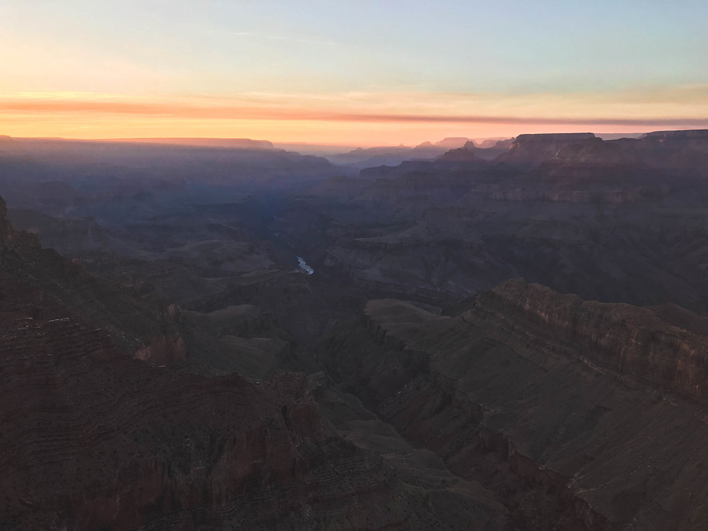 Grand Canyon sunset and Colorado River from Lipan Point in Arizona